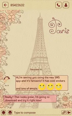 GO SMS Paris Theme android App screenshot 2